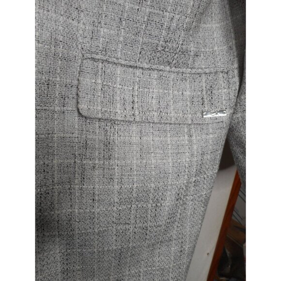 NWOT Calvin Klein Open Front Topper Jacket Size 16W Long Blazer Grey Check Lined - Picture 3 of 6